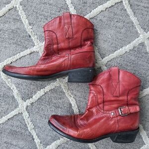 Franco Sarto Red Leather Cowboy Boots